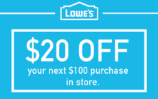 Lowe’s Printable Coupon – ONE (1X) $20 Off $100