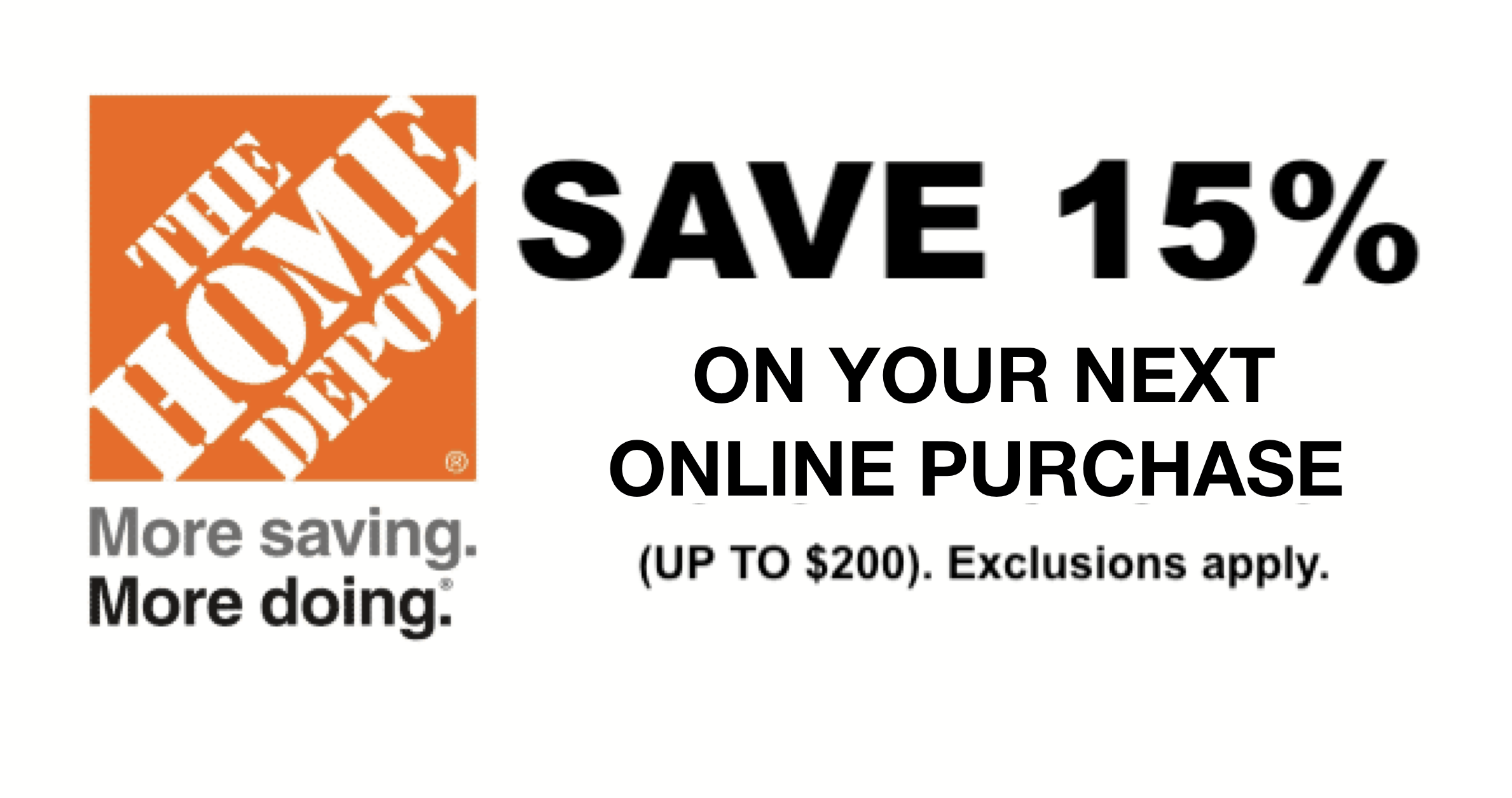 1x ONE HD Home Depot 15% OFF 1-C0UPON FAST!! 0NLINE-ONLY INSTANT 